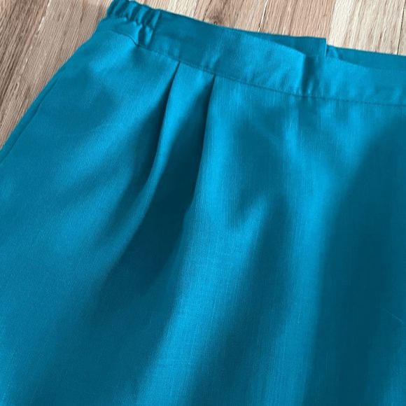 vtg 80s John Meyer of Norwich women's jacket skirt set size green teal 12 rayon - Picture 9 of 13